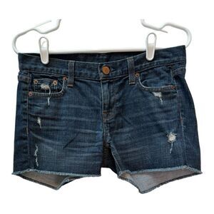 J. Crew Distressed Frayed Hem Denim Shorts Women's Size 25 Blue